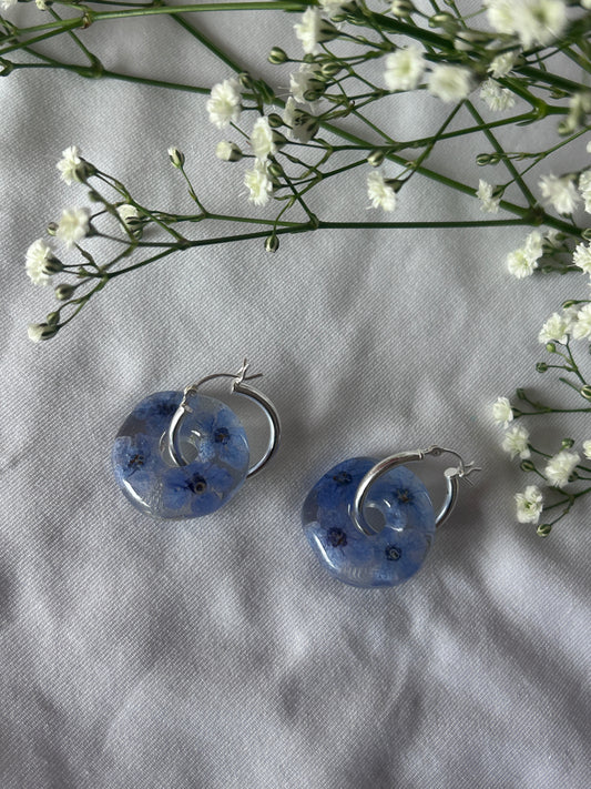 Forget Me Not Circle Hoop Earrings
