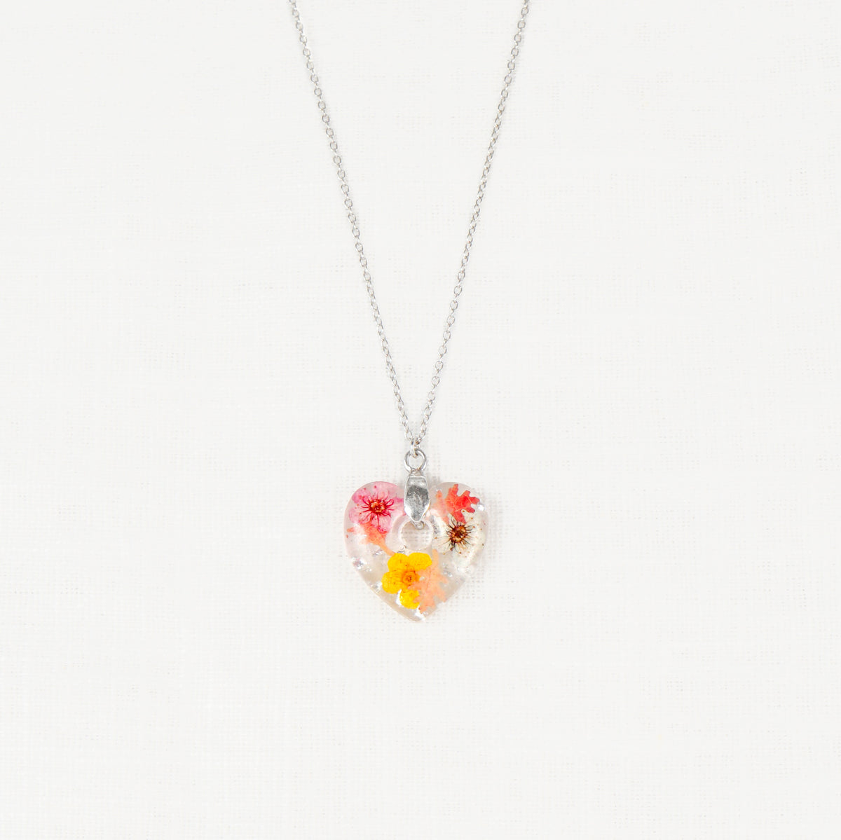 Autumnal Bloom Heart Pendant Necklace