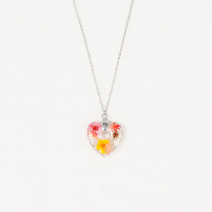 Autumnal Bloom Heart Pendant Necklace