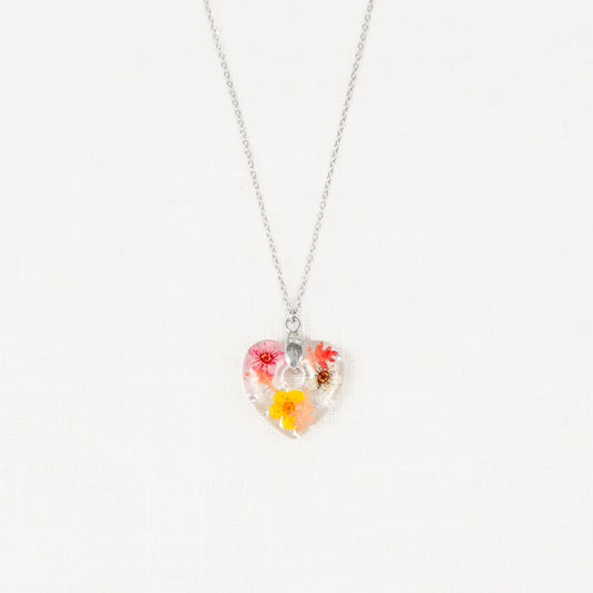 Autumnal Bloom Heart Pendant Necklace