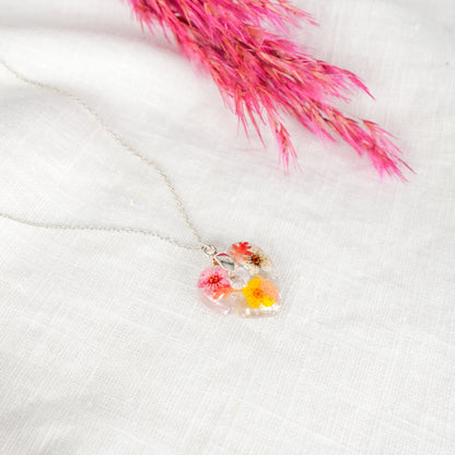 Autumnal Bloom Heart Pendant Necklace