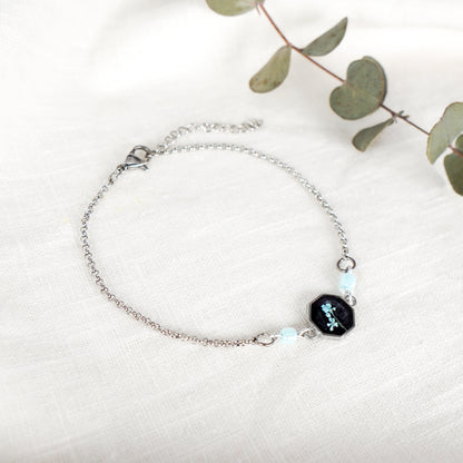 Cow Parsley Sapphire Charm Bracelet Stainless Steel