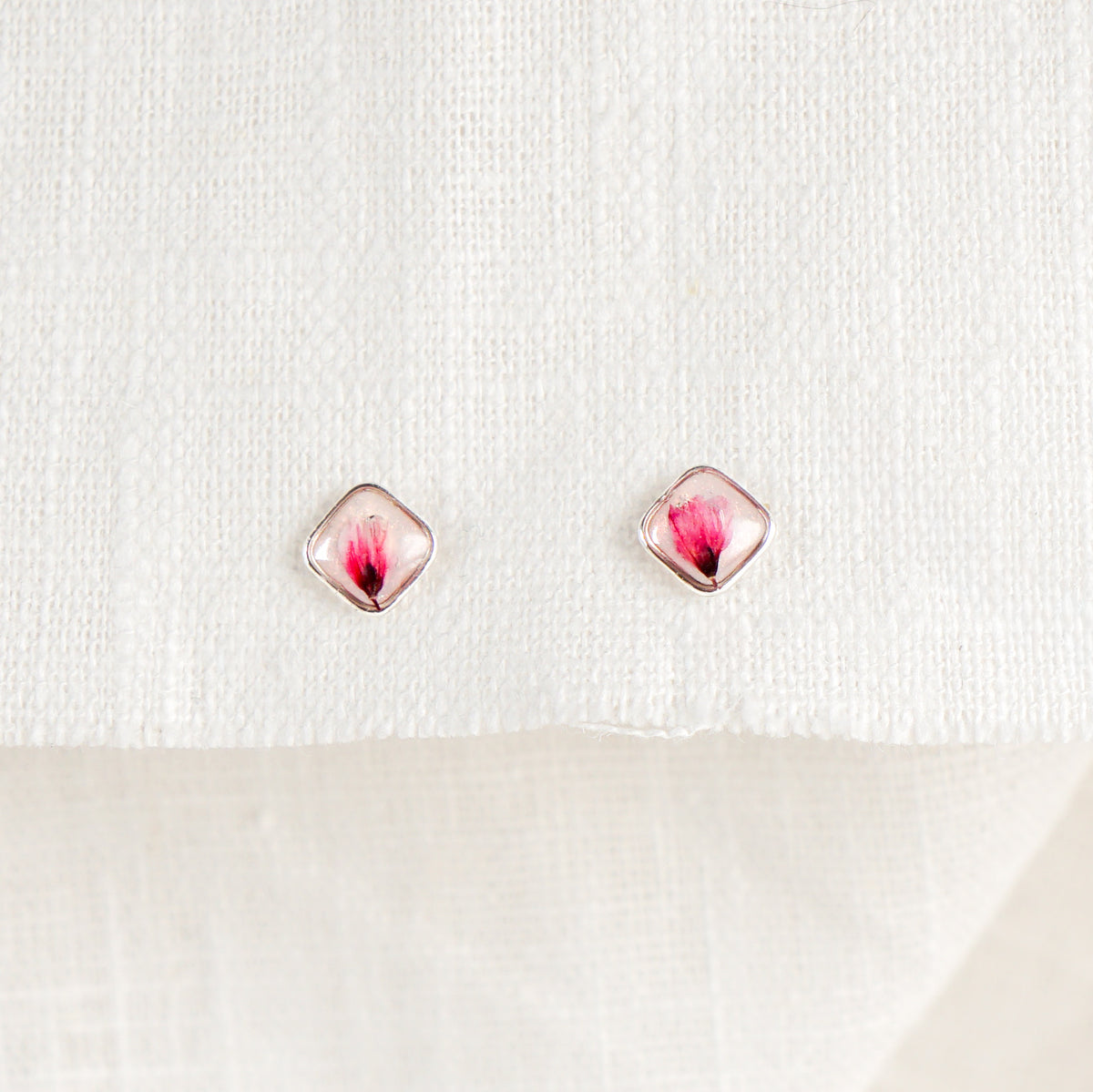 Cherry Blossom Pearlescent Diamond Stud Earrings