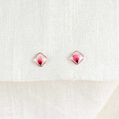 Cherry Blossom Pearlescent Diamond Stud Earrings