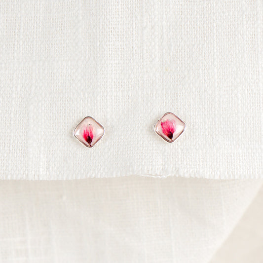 Cherry Blossom Pearlescent Diamond Stud Earrings