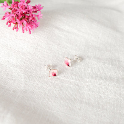 Cherry Blossom Pearlescent Diamond Stud Earrings