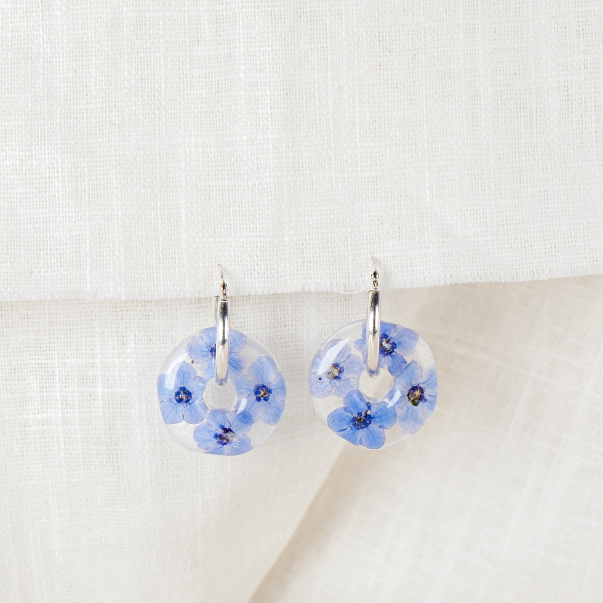 Forget Me Not Circle Hoop Earrings