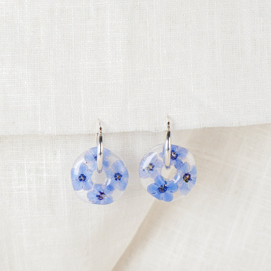 Forget Me Not Circle Hoop Earrings