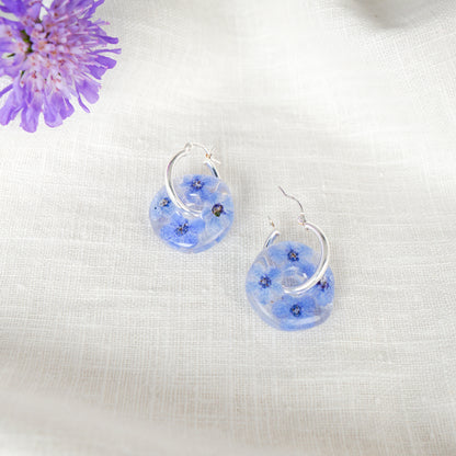 Forget Me Not Circle Hoop Earrings