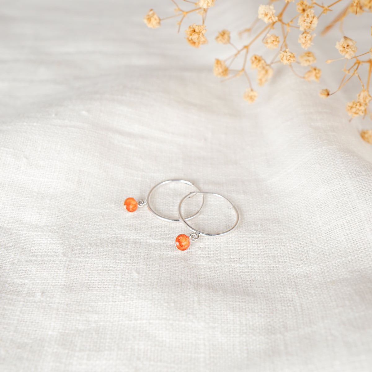 Crushed Marigold Dainty Circle Necklace October Birth Flower