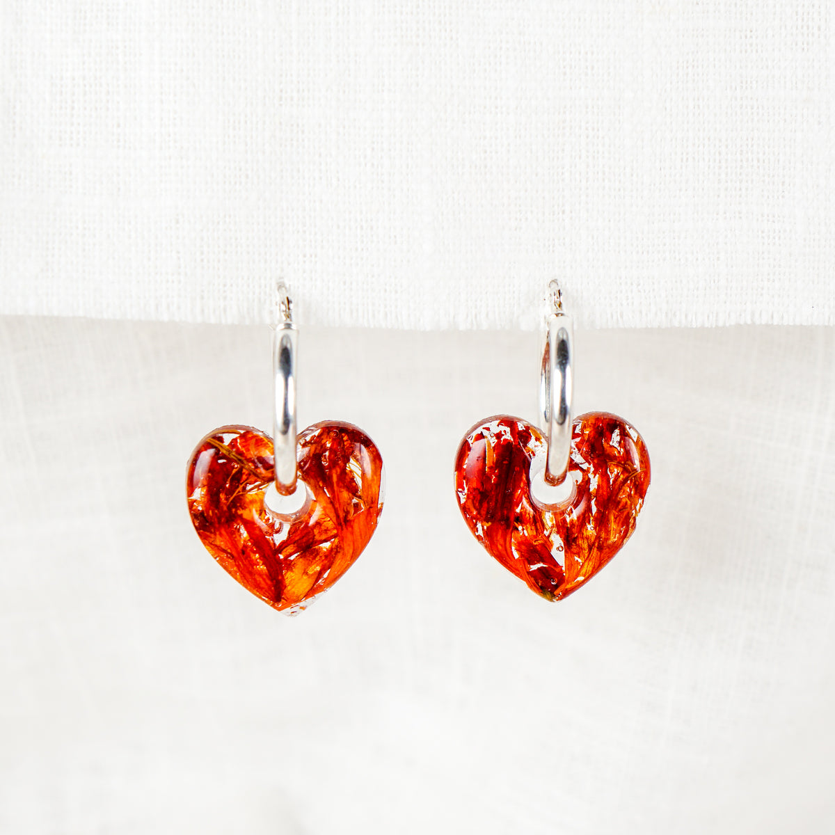 Crocosmia Heart Hoop Earrings