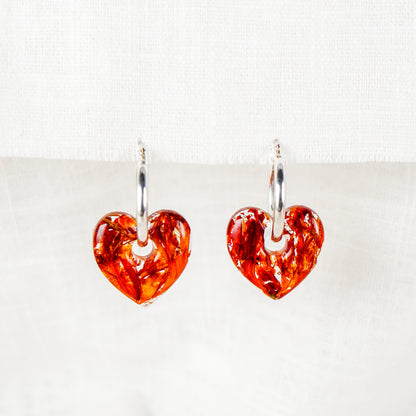 Crocosmia Heart Hoop Earrings
