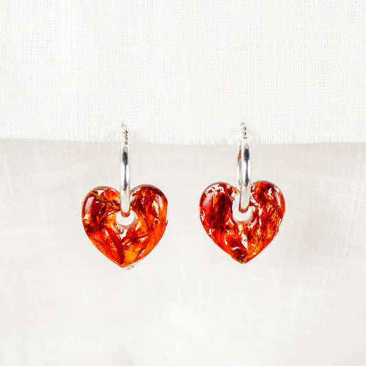 Crocosmia Heart Hoop Earrings