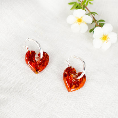 Crocosmia Heart Hoop Earrings