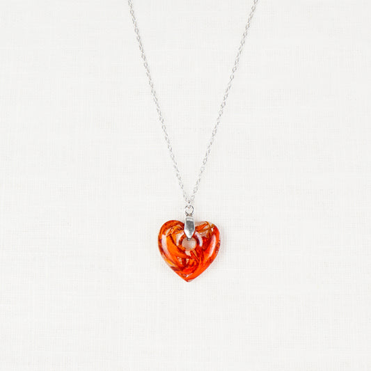 Crocosmia Heart Pendant Necklace