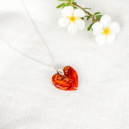 Crocosmia Heart Pendant Necklace