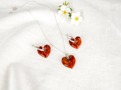 Crocosmia Heart Hoop Earrings