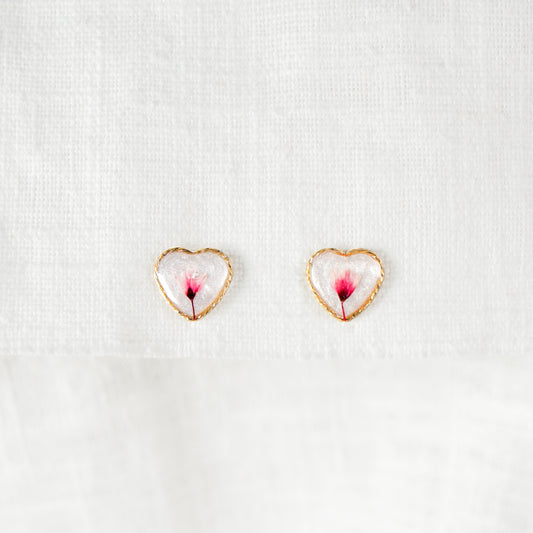 Cherry Blossom Vermeil Gold Heart Studs
