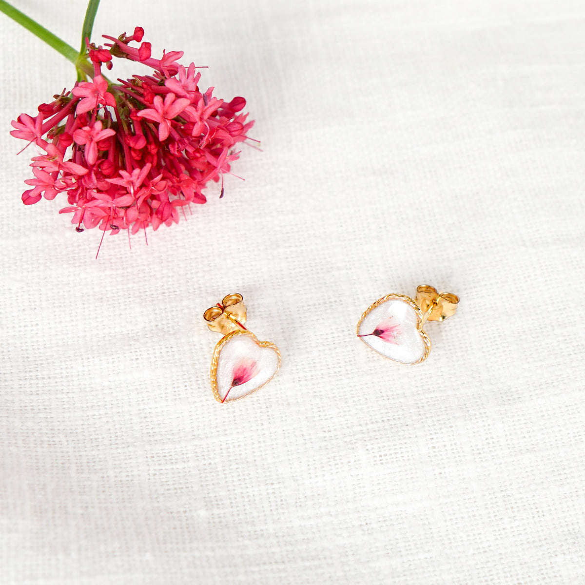 Cherry Blossom Vermeil Gold Heart Studs