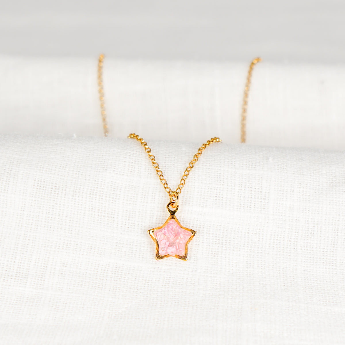 Crushed Larkspur Star Necklace Gold Plated