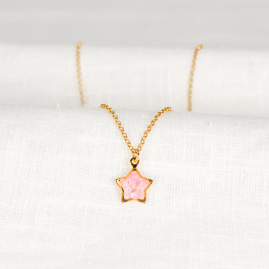Crushed Larkspur Star Necklace Gold Plated