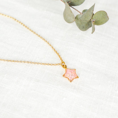 Crushed Larkspur Star Necklace Gold Plated