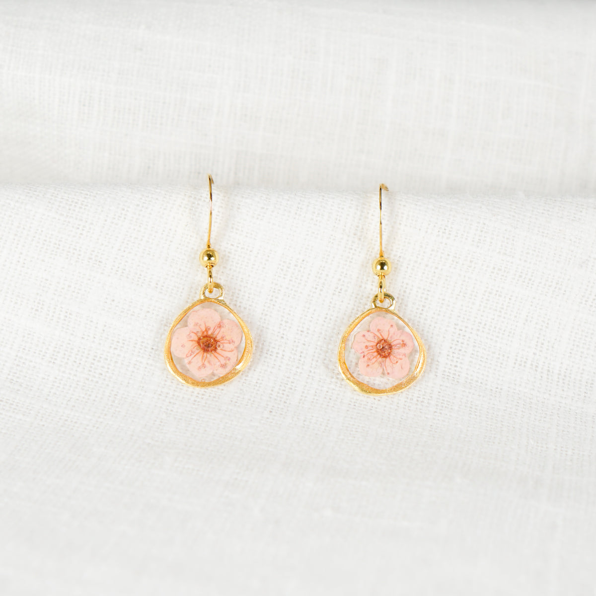 Plum Blossom Organic Circle Gold Vermeil Hook Earrings