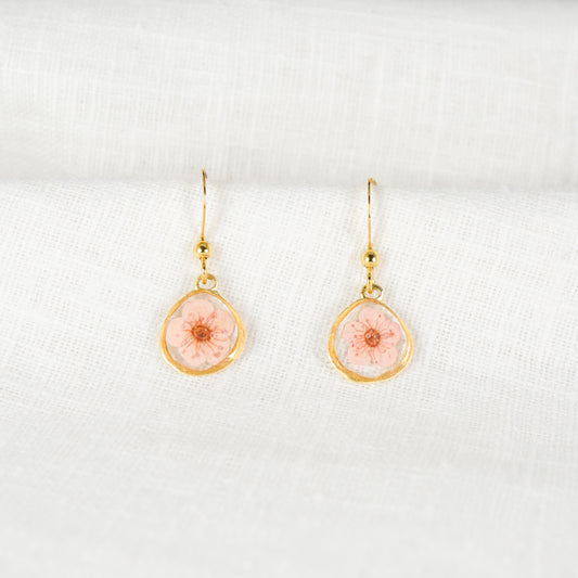 Plum Blossom Organic Circle Gold Vermeil Hook Earrings