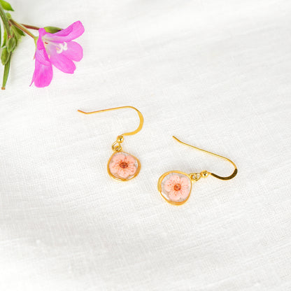 Plum Blossom Organic Circle Gold Vermeil Hook Earrings