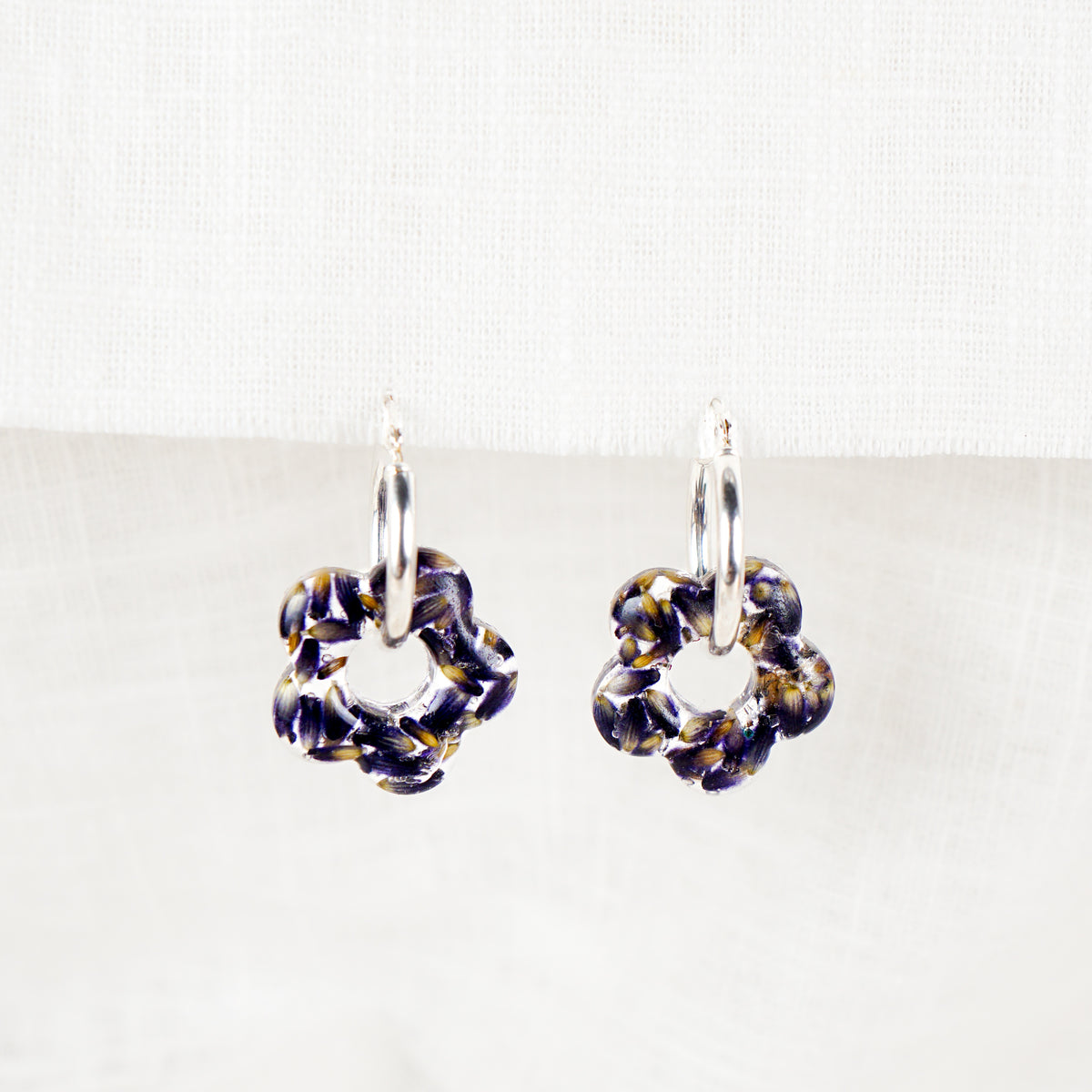 Lavender Flower Hoop Charms