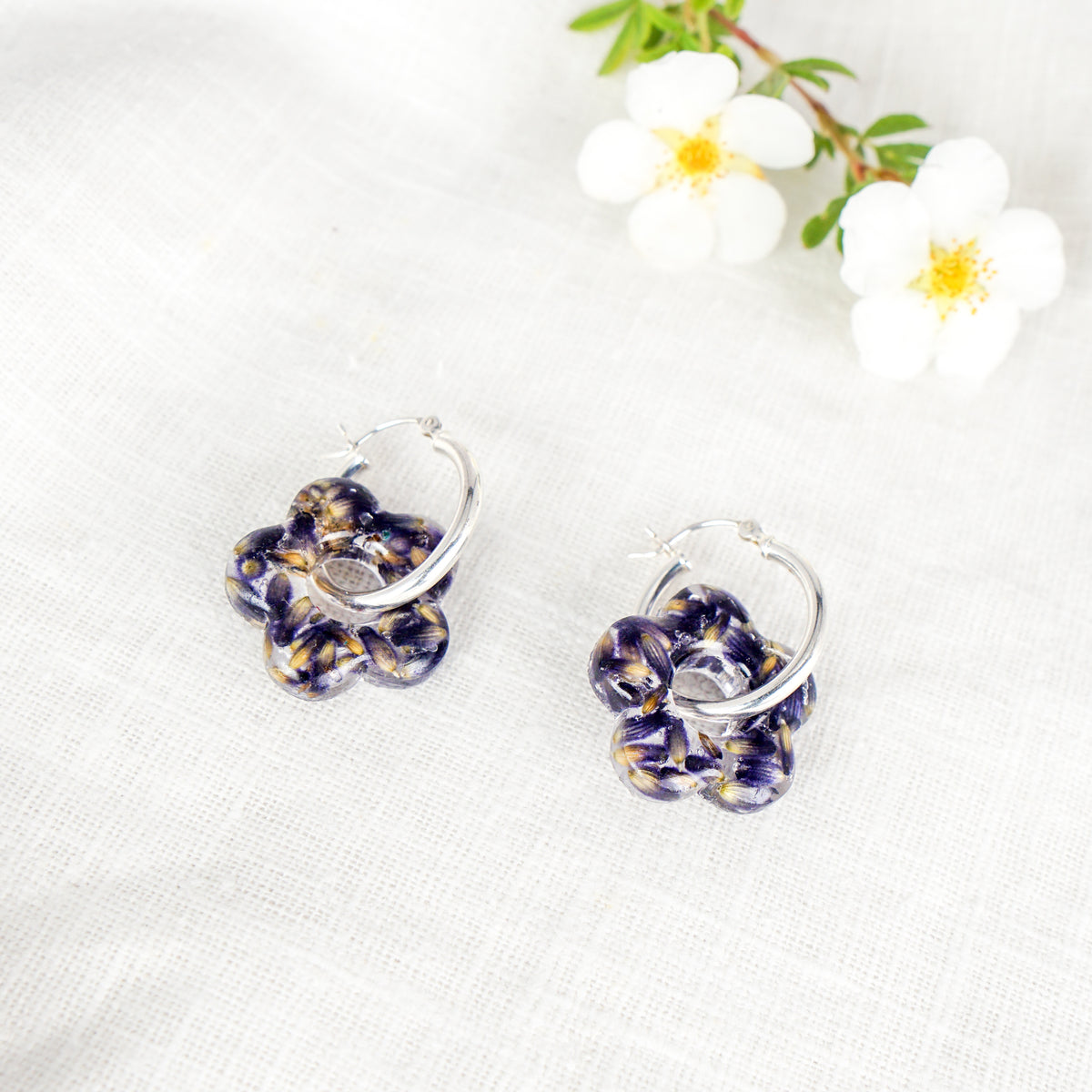Lavender Flower Hoop Charms