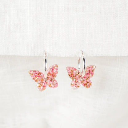 Rice Flower Charm Hoop Earrings