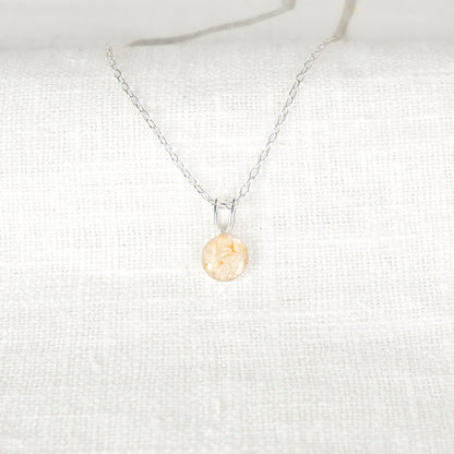 Crushed Daisies Dainty Circle Necklace April Birth Flower