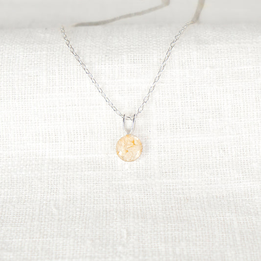 Crushed Daisies Dainty Circle Necklace April Birth Flower