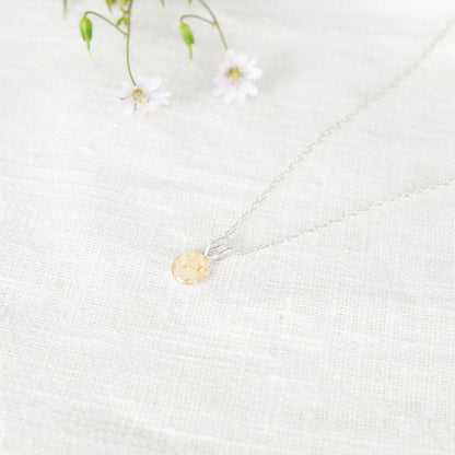 Crushed Daisies Dainty Circle Necklace April Birth Flower