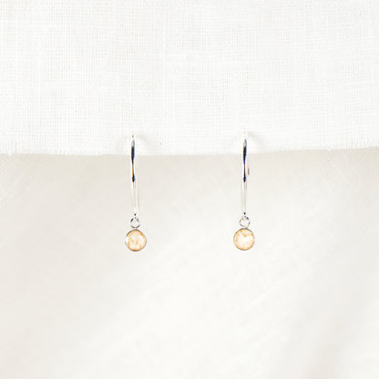Crushed Daisy Dainty Circle Hoop Earrings April Birth Flower
