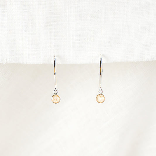 Crushed Daisy Dainty Circle Hoop Earrings April Birth Flower