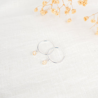 Crushed Daisy Dainty Circle Hoop Earrings April Birth Flower