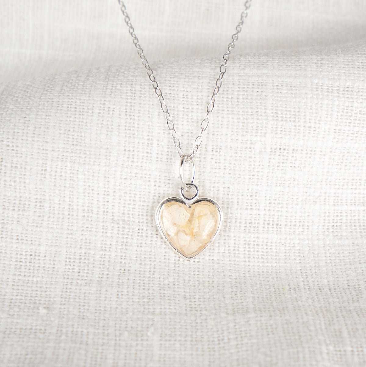 Crushed Daisy Heart Necklace