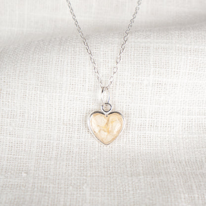 Crushed Daisy Heart Necklace