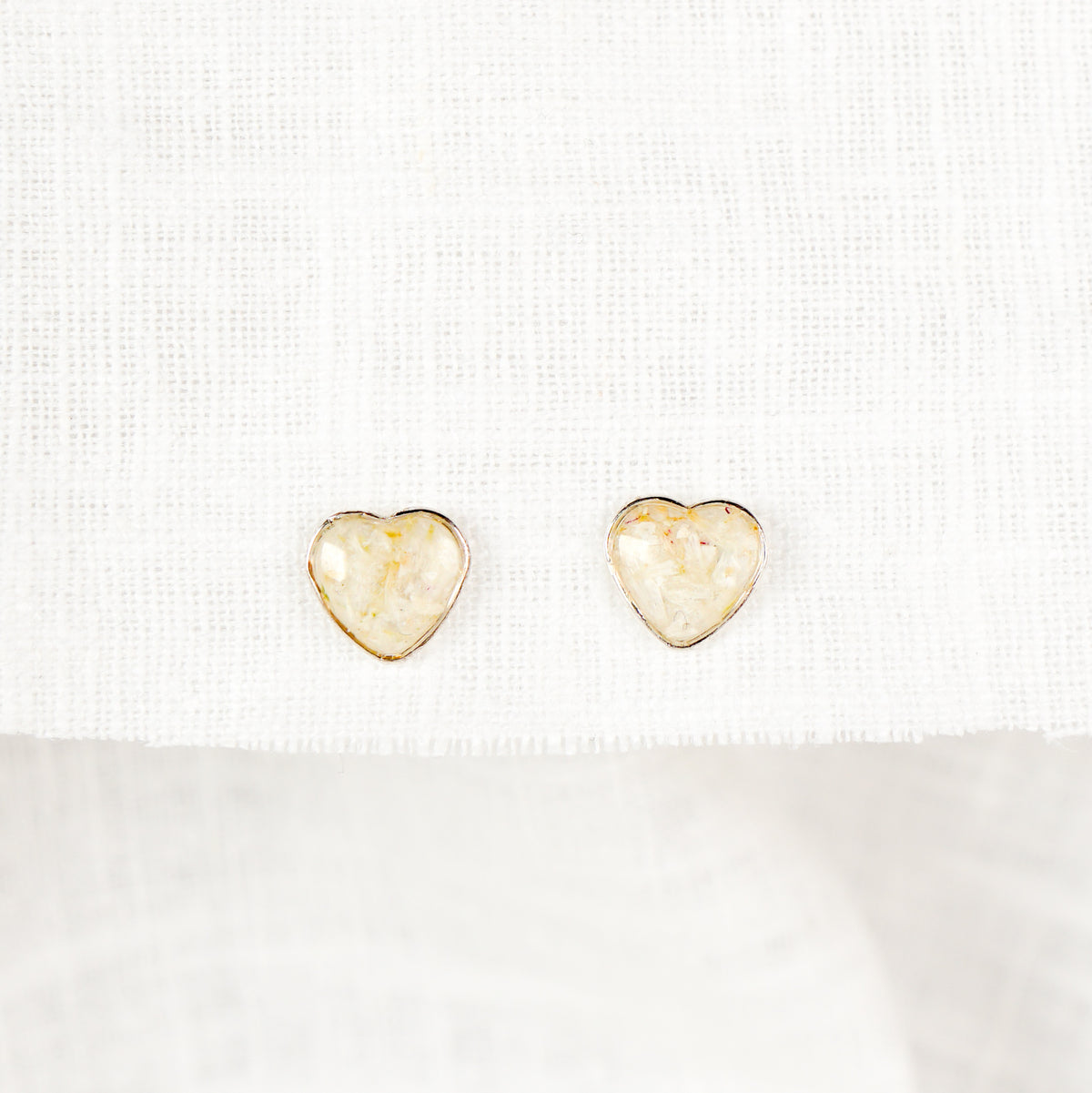 Crushed Daisy Heart Studs