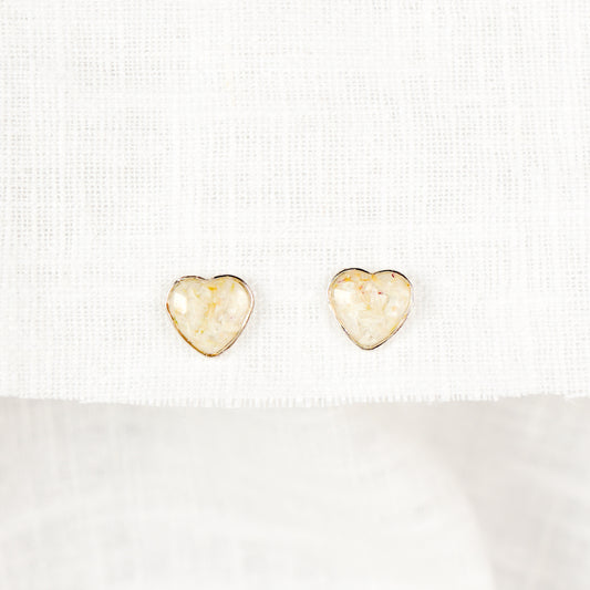 Crushed Daisy Heart Studs