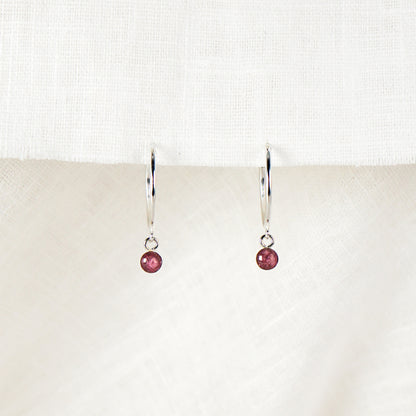 Crushed Poppy Dainty Circle Hoop Earrings August Birth Flower