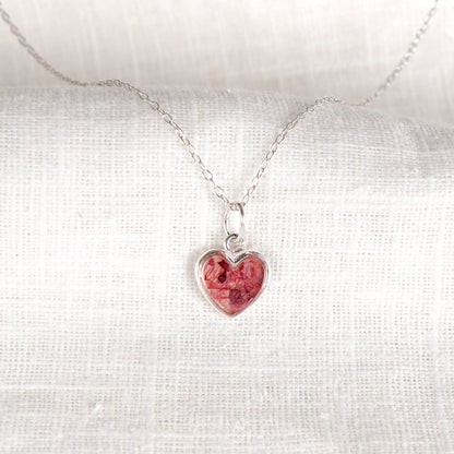 Crushed Poppy Heart Necklace