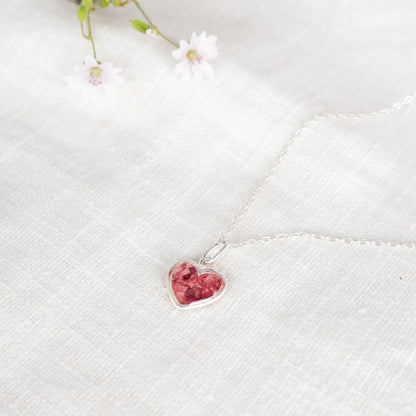 Crushed Poppy Heart Necklace
