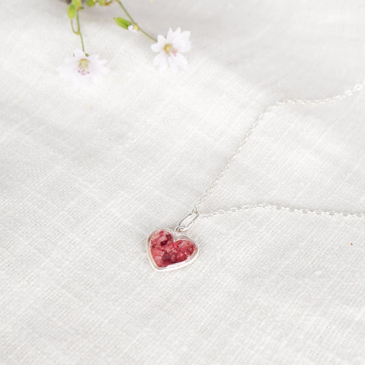 Crushed Poppy Heart Necklace