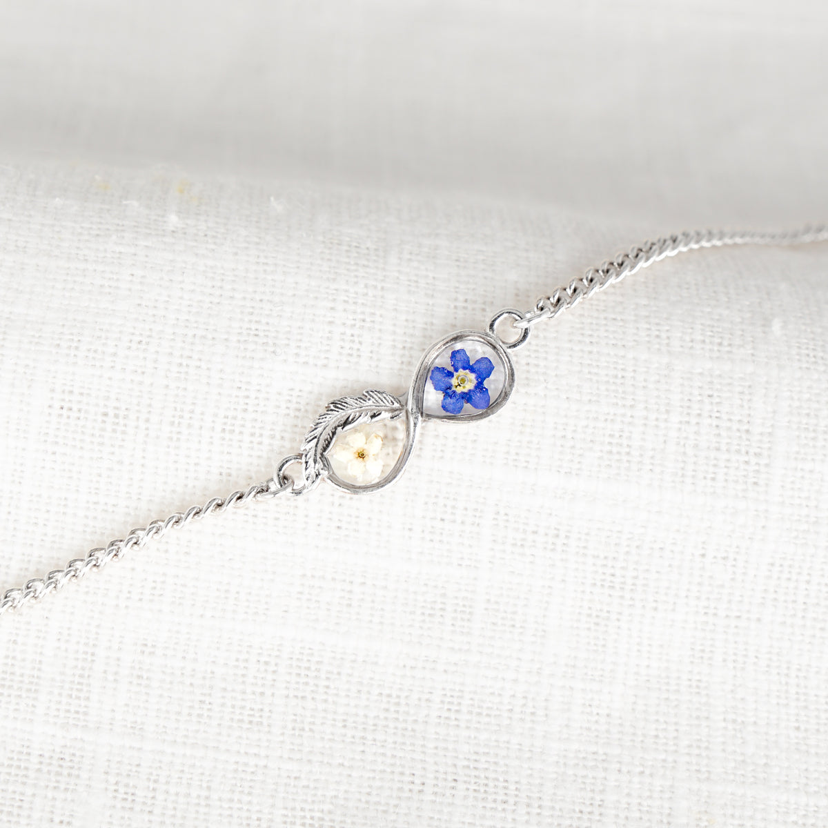 Forget me not Infinity Feather Bracelet