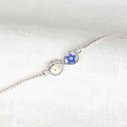Forget me not Infinity Feather Bracelet