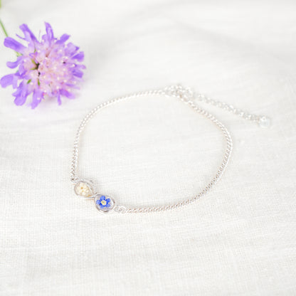 Forget me not Infinity Feather Bracelet