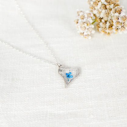 Cow Parsley Hammered Heart Necklace - Shade Sapphire